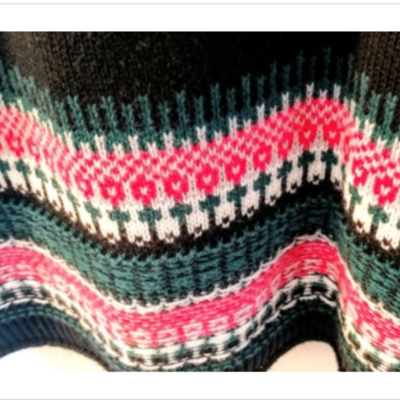 Athleta Sweater Dress Knit  XXS Black Pink Gray Sweater Fair Isle Nordic Holiday - Picture 6 of 6